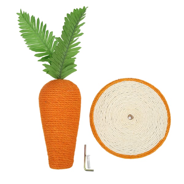 Klösstolpe i naturlig sisal, nyhet morotsdesign för att locka husdjur inomhus, pålitligt material som säkerställer hållbarhet, enkel montering, platsbesparande