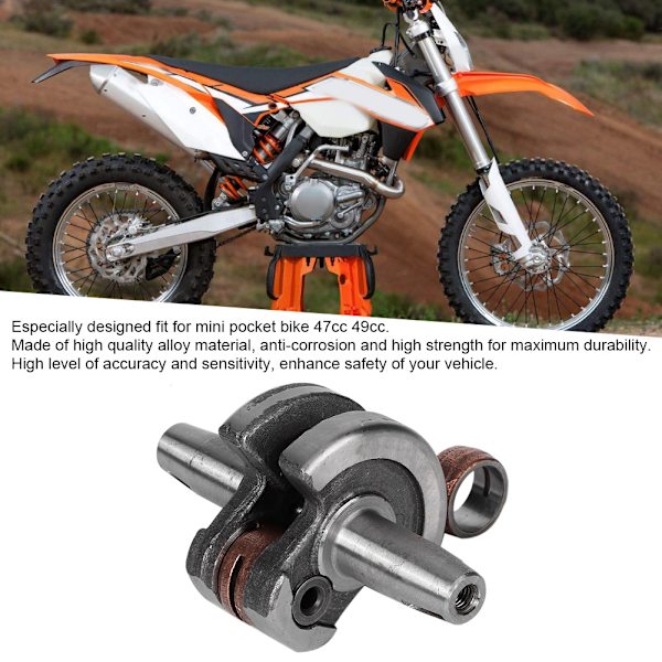 44mm / 1,7 tum Halvcirkel Vevaxel Ersättningsdel Passar Mini Pocket Bike 47cc 49cc