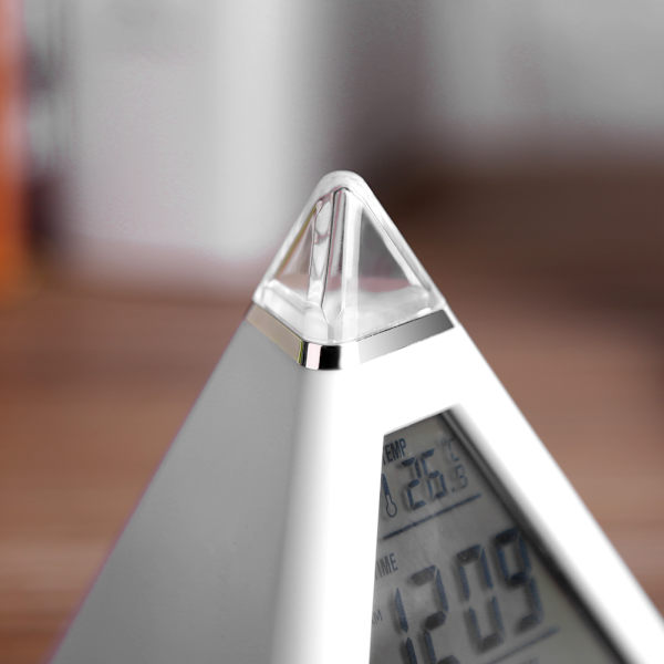LED-väckarklocka med digital LCD-skärm, termometer och nattlampa, färgskiftande