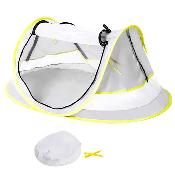 Baby Strandtält, Baby Strand Pop Up Tält, UPF 50+ Solskydd Baby Tält, Baby Tält med Myggnät, Solskydd för Flickor Pojkar, Strandparasoll för