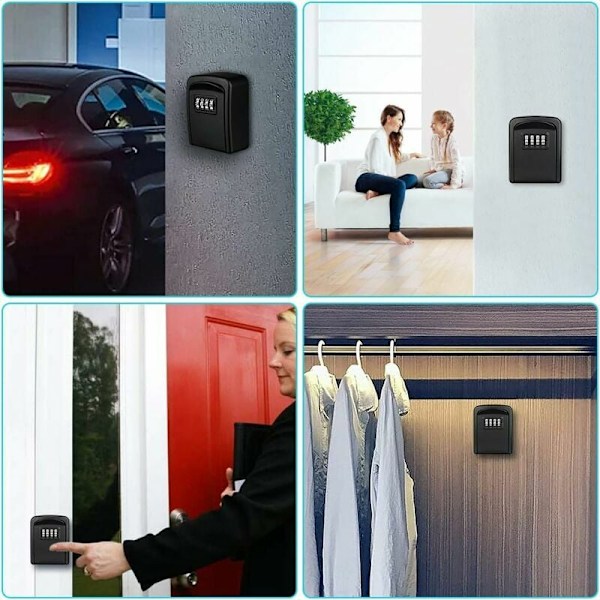 Bärbart nyckelskåp med återställningsbar kombination, väderbeständig &amp; robust hållbar design, enkel installation nyckellåda för idealisk nyckelförvaring (förpackning med