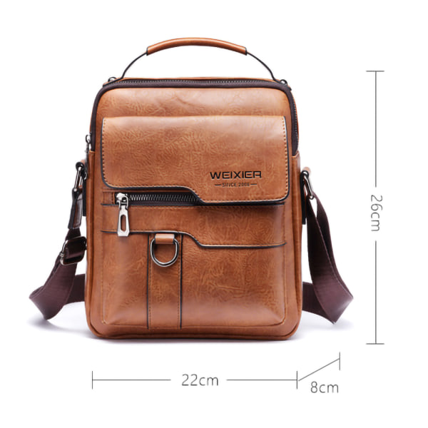 Axelväska PU läder herr axelväska sidväska crossbody vintage axelväska mobiltelefonväska budväska axelväska herr väska, brun