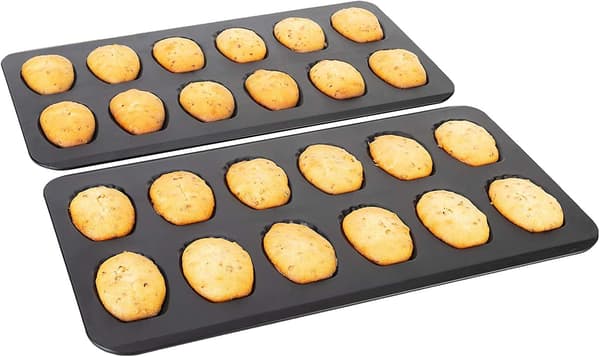 2 pakker non-stick bageforme, 12-kops kraftige skalformede bageforme.