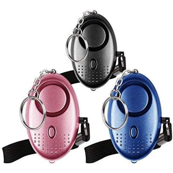 Nödpersonlarm [3-pack] Qoosea Scream Safesound Säkerhetslarm 140dB LED Ficklampa för Barn Kvinnor Människor