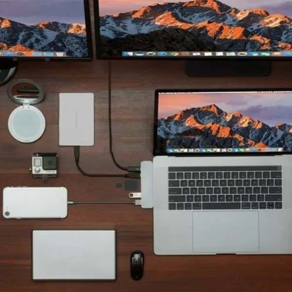 Multifunktionel dockingstation til bærbar computer, konverterer USB-C til flere stik, strømforsyning, Thunderbolt 3, til bærbare computere med dobbeltport