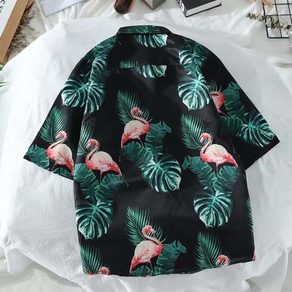 Tropical Print Skjorta för herr Kortärmad bröstficka Relax Fit