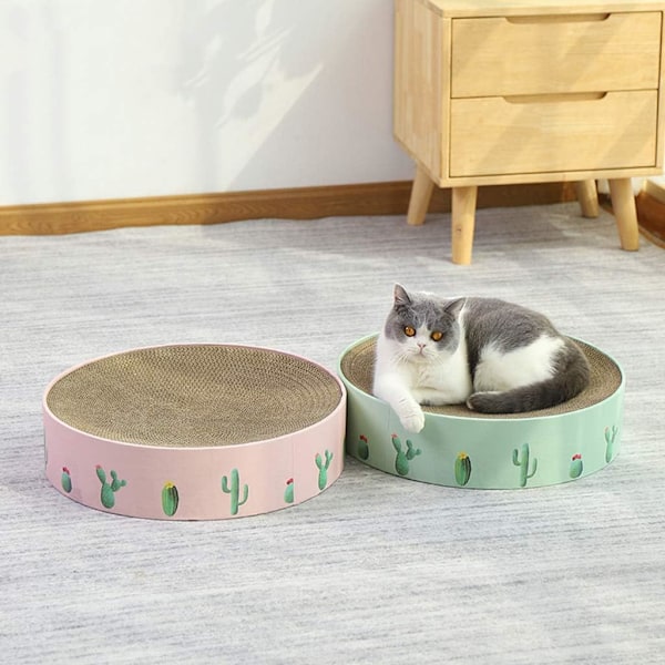 Kattskrap-paradis, Högdensitetsmaterial Lounge-säng för Innekatter, Hållbar Skrapbräda av Korrugerad Papp (Small, Rosa)