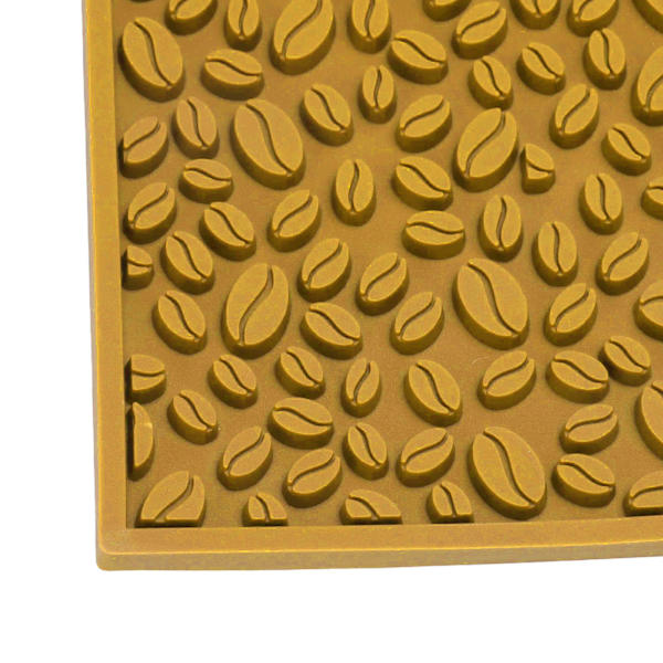 Halkskyddad koppmatta kaffeböna design skrivbord bar disk PVC-dyna för vattenavrinning filtrering gul