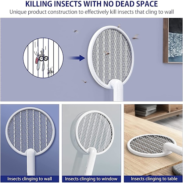 Kompakt Portabel Design, Elektrisk Flugsmälla, Hopfällbar Myggdödare, 2-i-1 Insektsdödare Racket, Perfekt För Camping Och Utomhusaktiviteter, LED