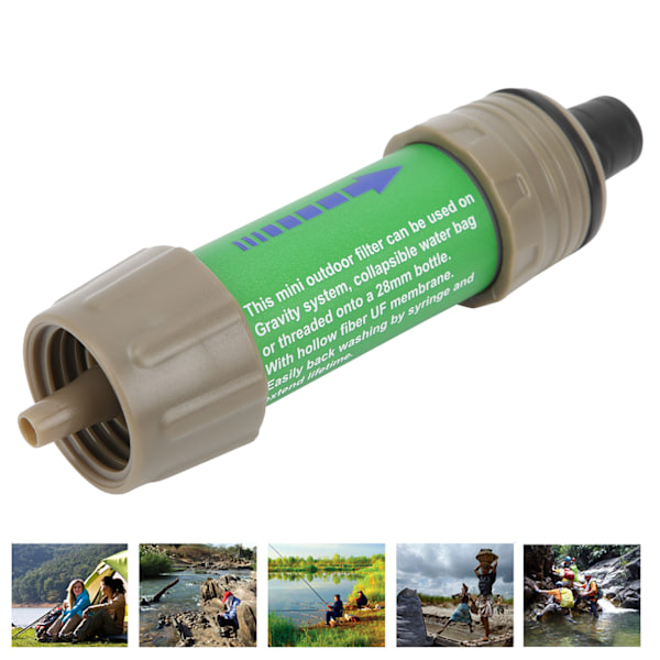 Utomhus Vattenfilter Halm med Väska Kit Mini Vattenrenare för Camping Vandring Nöd Brilliant Grön