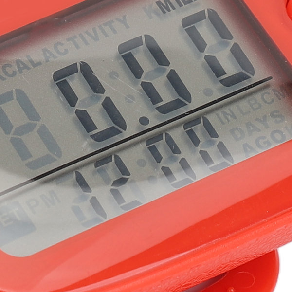 Gångstegmätare Stor Digital Display Multifunktionell Lättvikt Noggrannhet Minnesräknare för Män Kvinnor Röd