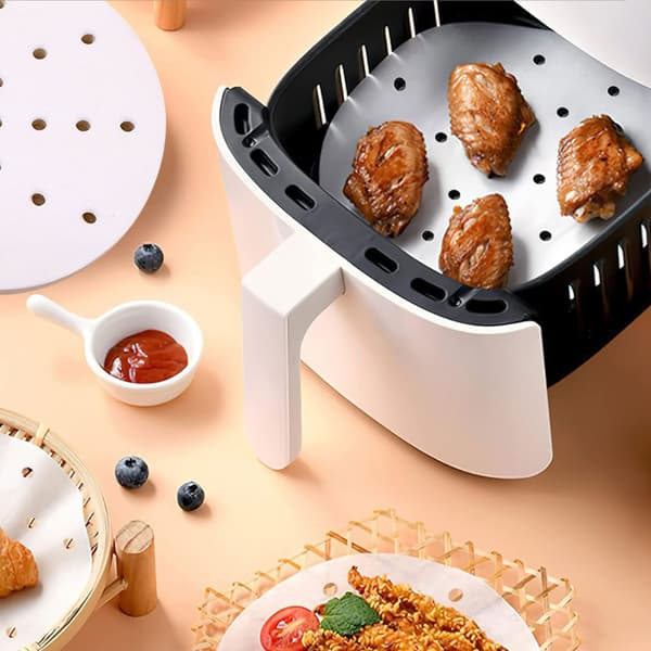 Dampapir til bambusdamper, perforeret dampapir non-stick liners til luftfritering bagning, varmebestandig op til 232°C pergamentpapir til