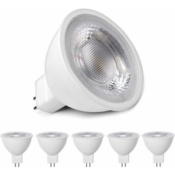 MR16 LED-lampor Varmvitt 3000K, MR16 GU5.3 LED 5W Ersättning för 50W 40W Halogenlampa, 500LM LED-belysning, AC/DC 12V Reflektor LED-lampor, Nej