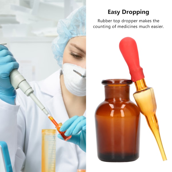 10 st Droppflaskor 30 ml Kapacitet Gummitopp Verktygssats för Laboratorieexperiment