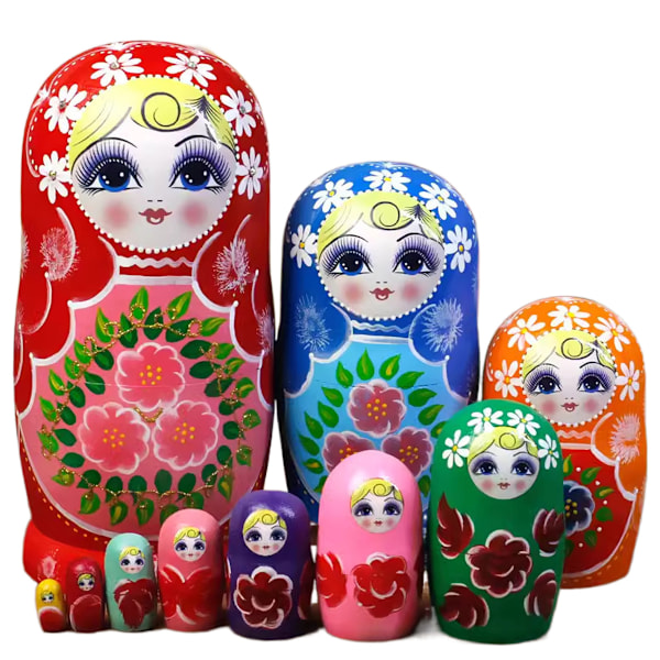 Trädockor, Stapelbara Handgjorda Matryoshka Dockor Ryska Dockor för Flickor Pojkar Födelsedag Jul Fest Favörer