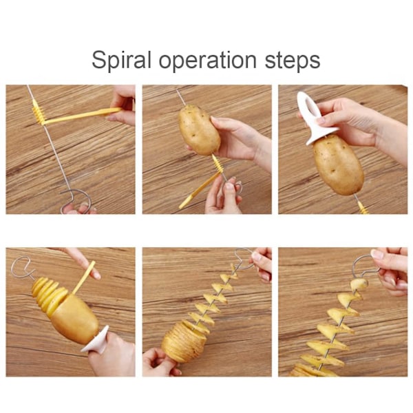 Spiralfräsare med rostfria spett, grönsaksspiralmakare för matlagning hemma, lättrengjord design, halkfri bas säkerställer säker användning,