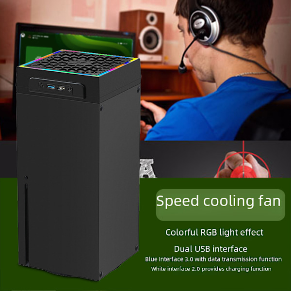 xboxseriesx värdkylfläkt xbox series x värdkylare RGB färgskiftande ljus XSX