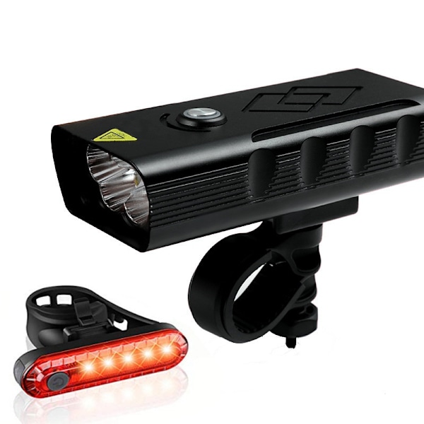 Fram- och bakljus för cykel 5000 lumen superljus, USB-laddningsbara 5 LED-cykellampor med aluminiumlegering kraftfulla LED-cykellampor för alla cyklar