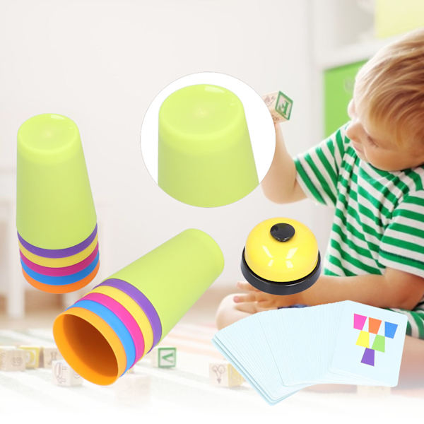 Stapelbara koppar spel set bildkort färgglada stapelbara koppar tidig pedagogiska baby leksaker dubbel spelare