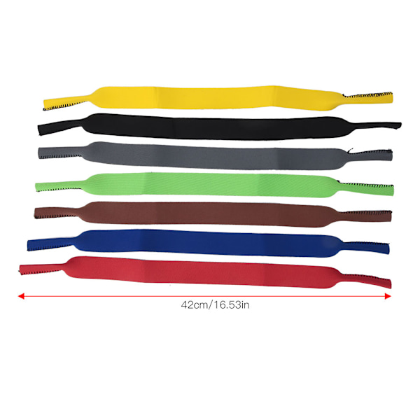 7 st Sunglass Glasögon Rem Nonslip SBR Dykmaterial Sport Elastisk Snabbtorkande Glasögonhållare Bälte(7 st 42cm längd)