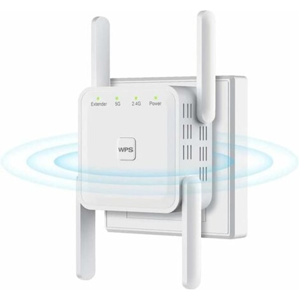 WiFi-förstärkare, förstärkare, repeater för hem och utomhus, superförstärkare 1200 Mbps (6000 kvm), 2,4 och 5 GHz WiFi Dual Band WPS WiFi-signal stark