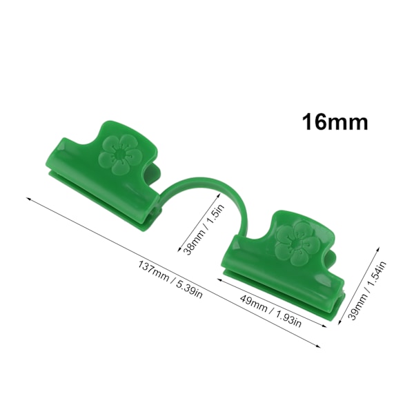 50 st växthusklämmor PE plast 2 huvud växtfilm klämma jordduk klämma för trädgårdsskötsel 16mm / 0,63in