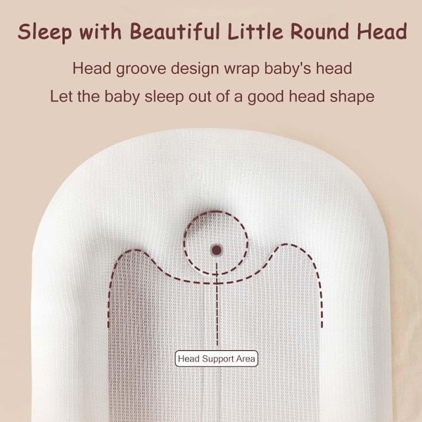 Babynest Kudde Ergonomisk Mjuk Beröring Hudvänlig Hållbar Lätt Att Rengöra Babylounge Kudde för Pojkar Flickor