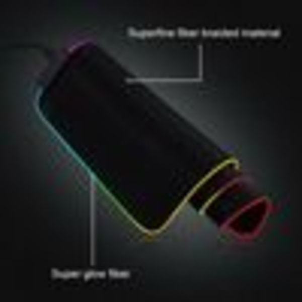 RGB Gaming Musmatta XXL LED Musmatta Stor 800 x 300 x 4 mm 10 Ljuslägen Musmatta Belysning Tangentbordsmatta Extra USB-ingång för mus, tangentbord eller