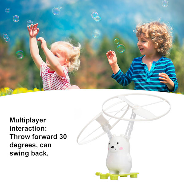 Helikopterleksak med bubbelblåsning, USB-laddningsbar, automatisk induktionsbubbla, flygande leksak med LED-ljus för barn och vuxna, björn