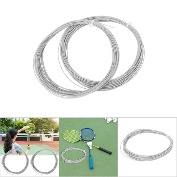 2 st slitstarka 10 m badmintonsträngar med hög flexibilitet, träningsracket, racketlinjer (vit)