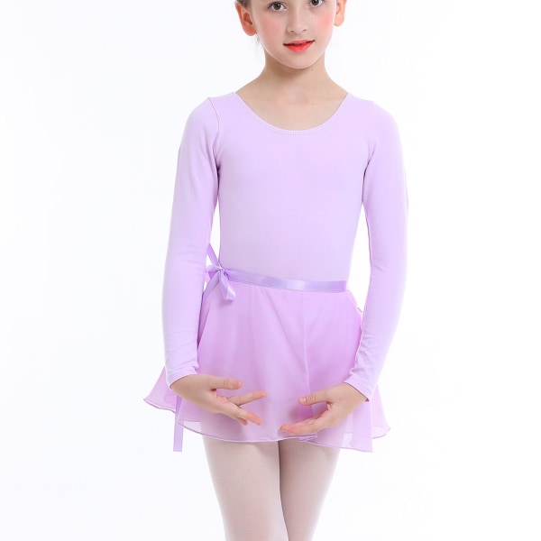 Balett Leotard för Småflickor Ballerina Dans Ruffle Långärmad Tutu Kjold Balett Gymnastik Outfit Klänning