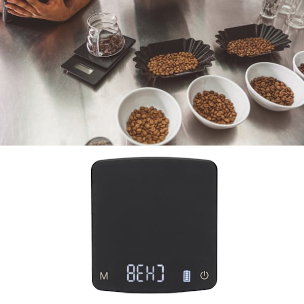 Liten kaffeskala digital droppkaffeskala uppladdningsbar automatisk tidtagning kök matskala 2kg/0.1g