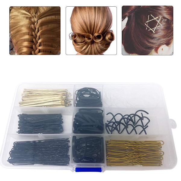 343PCS Bobby Pins Set, 100 U-formade hårnålar, 100 vågiga hårklämmor, 140 elastiska hårband och 3 spiralhårnålar, hårklämmor stylingnålar set för