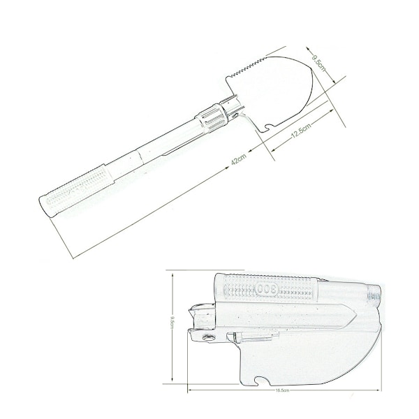 Utomhus hopfällbar spade, hopfällbar campingspade, 4 i 1 multifunktionell hopfällbar spade, camping vandring utomhusaktiviteter för terrängkörning, fiske, trädgårdsskötsel