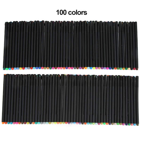 Fineliner-pennor 100 färger Snabbtorkande Glansigt bläckutmatning 0,4 mm nålrör Minimera blödning Fineliner-markörer för skrivning