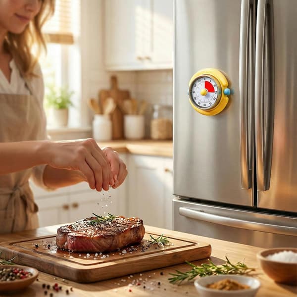 Magnetic Mechanical Kitchen Timer No Battery 60 Minute Countdown Clock for Learning, Classroom, Baking, Yoga and More
