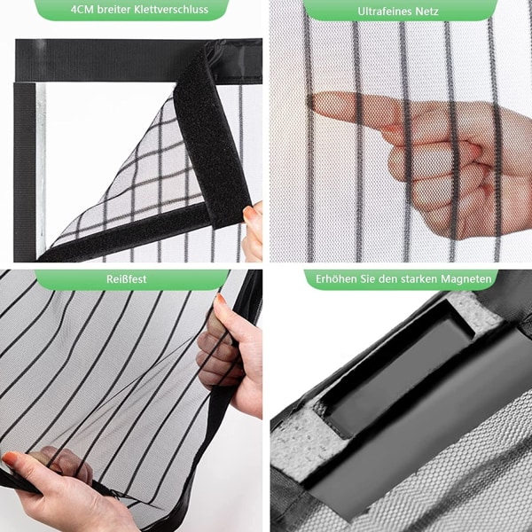 Magnetisk flugskärmdörr, massway insektsskydd magnetisk fluggardin stängs automatiskt med kraftig mesh för balkongdörr, vardagsrum,