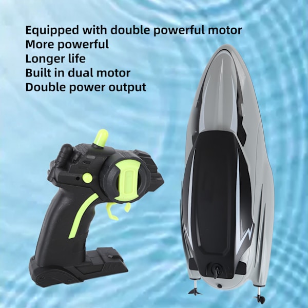 RC-båt 4 kanaler 2.4G Siginal Dubbla motorer Vattentät Fjärrkontroll Båt Leksaker för 14 år och äldre Dubbla batterier
