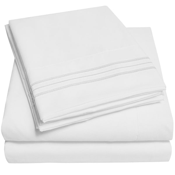 Mjukt sänglakan set sängöverkast djup ficka hög kvalitet sängkläder set krämvit Queen size 4 st