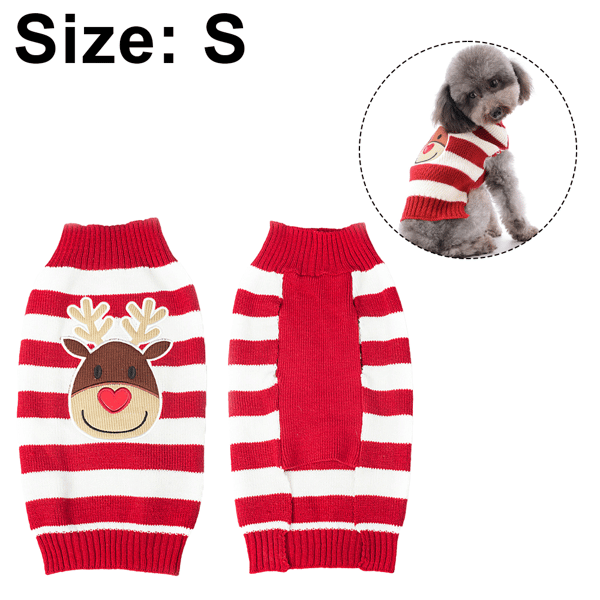 Katt Tröja Jul Tomte Husdjur Katt Vinter Stickat Varma Kläder shape1 S