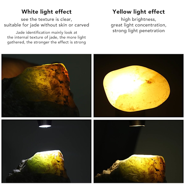 Jade Appraisal Light 3 Ljuskälla Steglös Dimning LED Jade Identifieringsficklampa för Smycken Blå