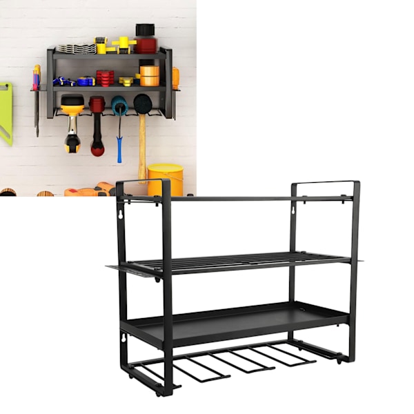 Verktygsarrangör för elverktyg, robust och tung, 4 lager, för garage, verktygsrum, verkstad, skjul, väggbräda