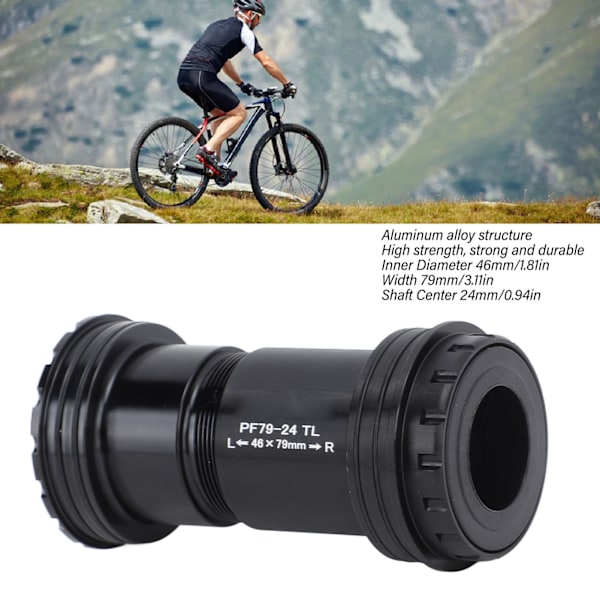 Cykelbottenfäste fyrkantig avsmalnande centrum axel 46mm ID 79mm bredd 24mm axel centrumfäste