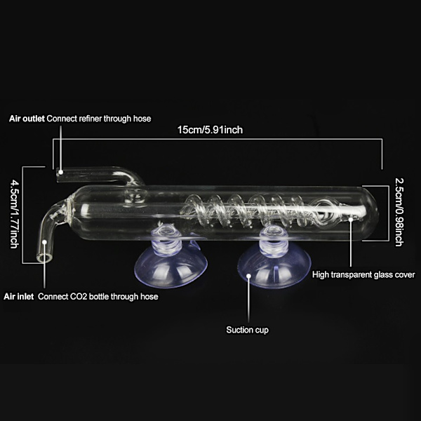 Hög transparent kristallglas akvarium bubbelräknare skruv fisk tank CO2 extern bubbelmätare