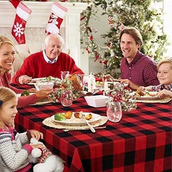 Juleduk rektangulær, rutete duk til julebordsdekor style 1
