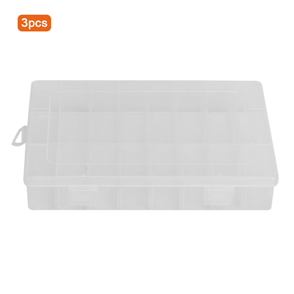 3PCS Transparent Vit Plast Bärbar Hållbar Fiskebeten Bete Linje Krokar Tackle Förvaringslåda Väska Tillbehör 24 Fack