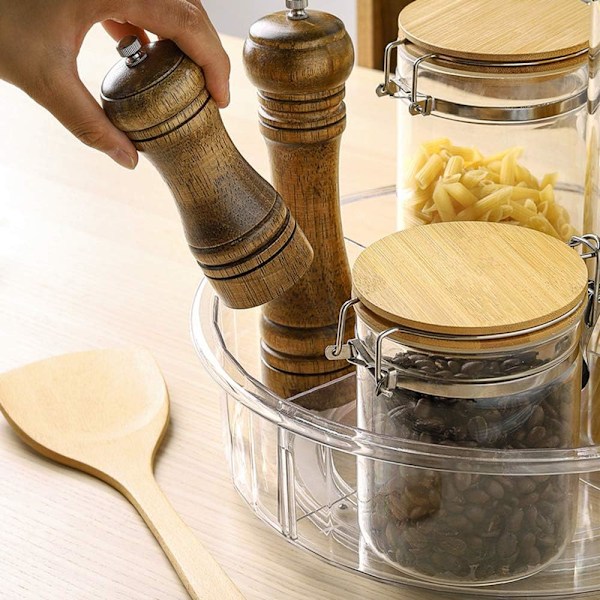 Lazy Susan Organizer med Transparent Design, Multifunktionell Förvaringslösning för Kök och Badrum, Snurrande Organizer som Roterar 360 Grader