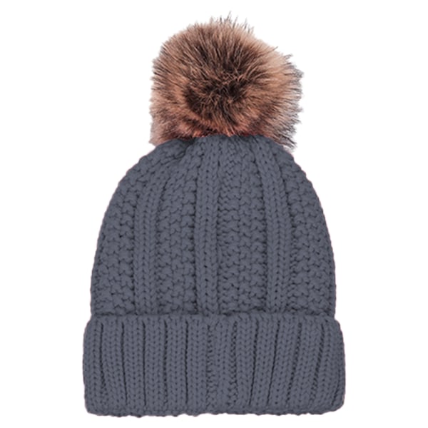 Unisex vintermössa | bobble hatt | Fleecefodrad mössa, mörkgrå