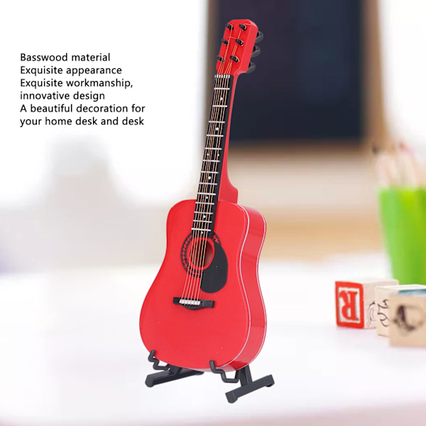 Gitarrmodell utsökt exteriör fina detaljer bärbar basved miniatyrgitarr med förvaringslåda för heminredning