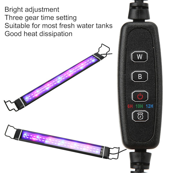 Akvarium LED-lampa Vattentät Justerbar Längd Akvarieljus med Fäste för Färskvattentankar 100‑240VEU-kontakt